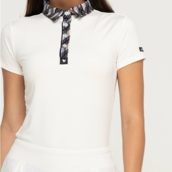 Bad Birdie Tops - Bad Birdie Cattail Sandstorm Cream Golf Performance Polo Shirt Size Medium